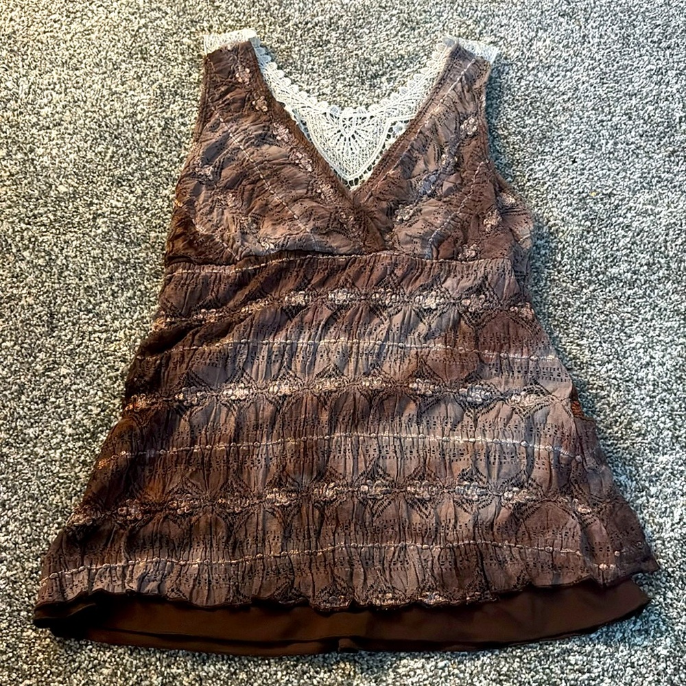 Brown Y2K women’s lace cami size large